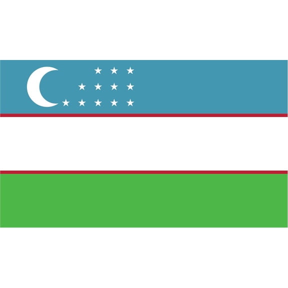 2-Pack Uzbekistan Flag Decal Sticker | 5-Inches By 3-Inches | Laminated Vinyl Decal | PDS564