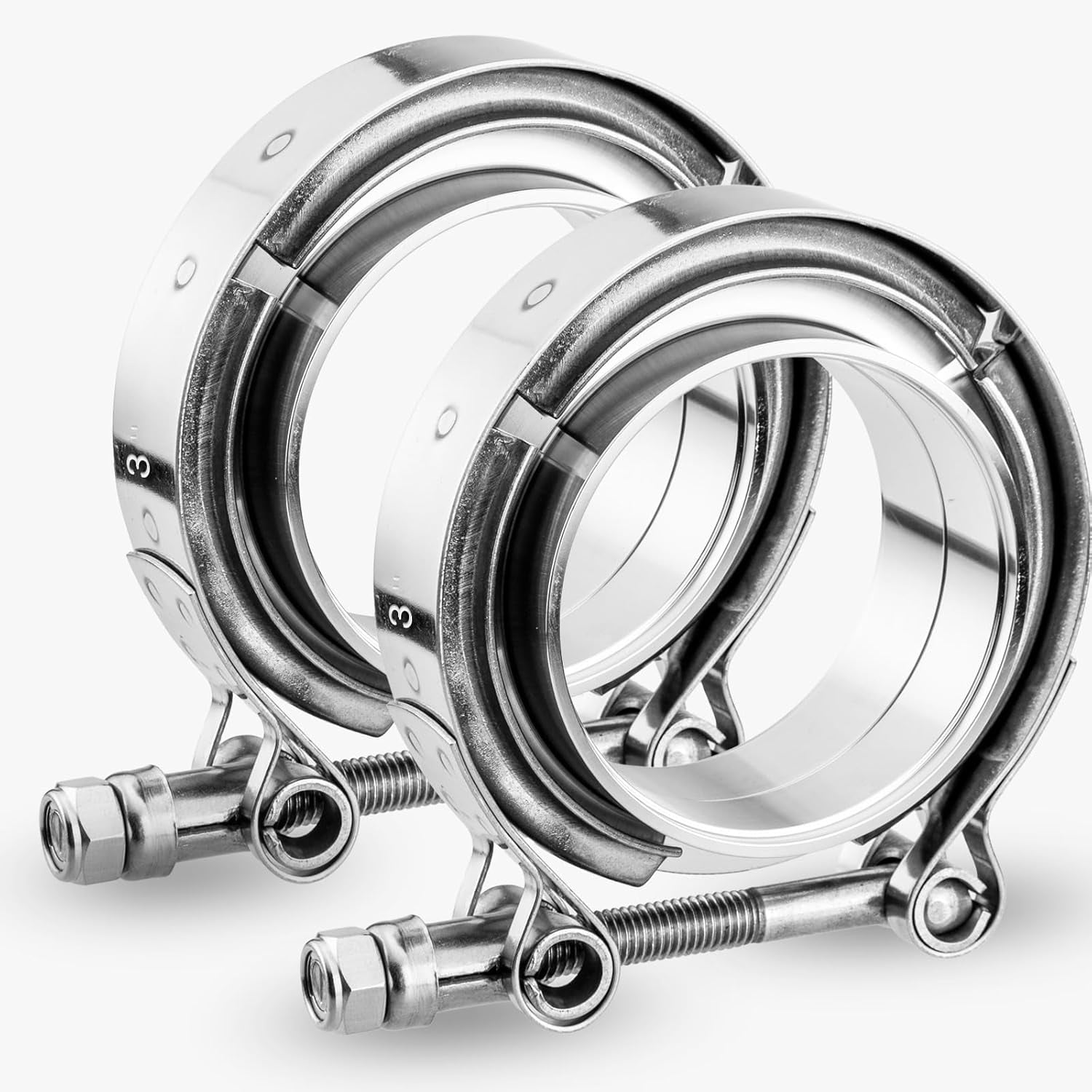 2 Pack Vband Clamp,3" 304 Stainless Steel VBand Clamp with Male and