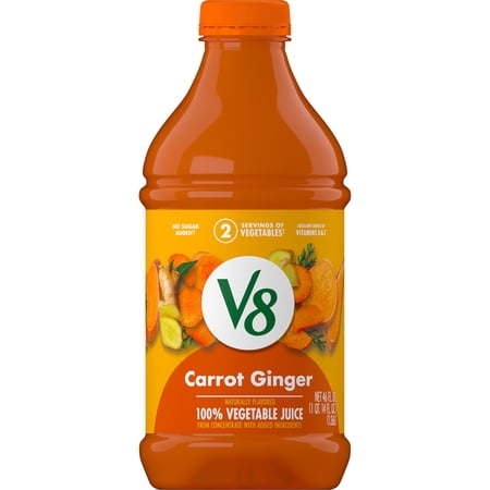 2 Pack-V8 Carrot Ginger 100% Vegetable Juice, 46 Fl Oz Bottle Packaing may vary
