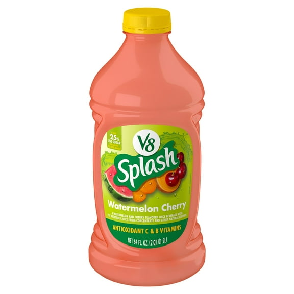 Pack of 2 - V8 Splash Watermelon Cherry Flavored Juice Beverage 64 fl oz