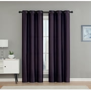 2 Pack VCNY Home Madison Collection Semi Sheer Grommet Top Curtains - Plum, 84 in. Long