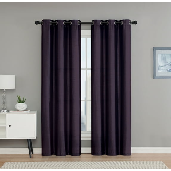 2 Pack: VCNY Home Madison Collection Semi Sheer Grommet Top Curtains - Plum, 84 in. Long