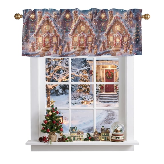 2 Pack Valance Curtains for Kitchen Windows Christmas Tree Farmhouse ...