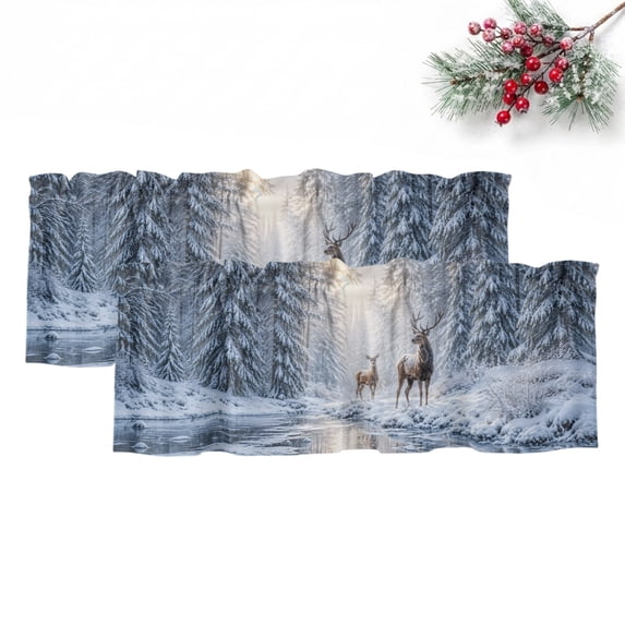 2 Pack Valances for Window, Christmas Short Curtains for Kitchen ...