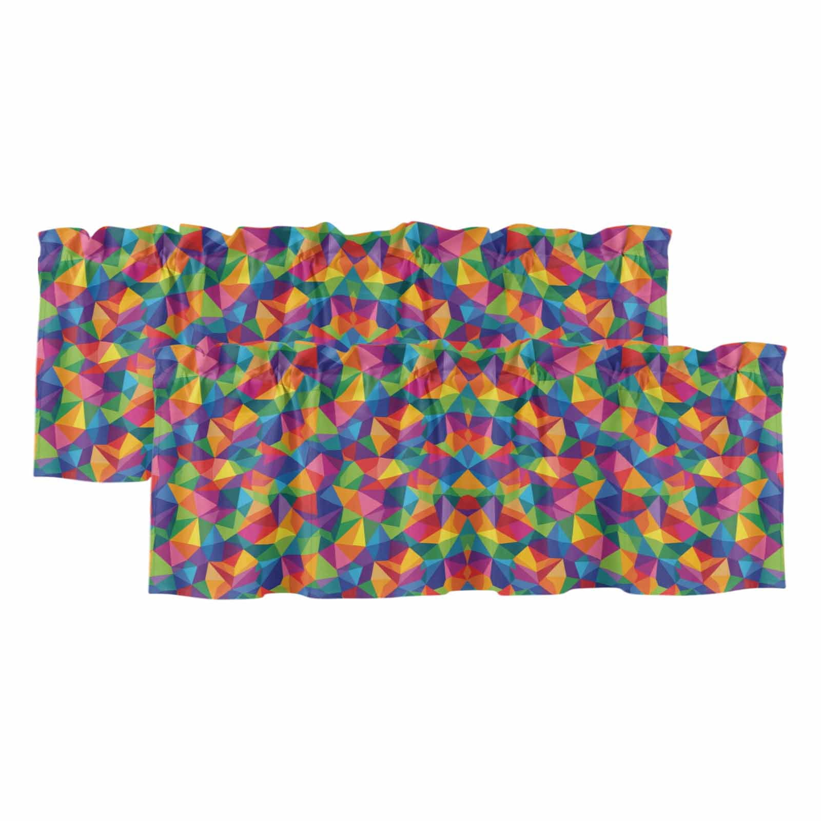 Multicolor Valance 2 Pack Valances for Window, Colorful Geometric Short Curtains for ...