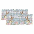 thumbnail image 1 of 2 Pack Valances for Window, Easter Short Curtains for Kitchen Bedroom Living Room, Farmhouse Spring Rabbit Eggs Flowers Wooden Board Rod Pocket Small Window Treatment Valance Drapes 42 x 12 Inch, 1 of 8
