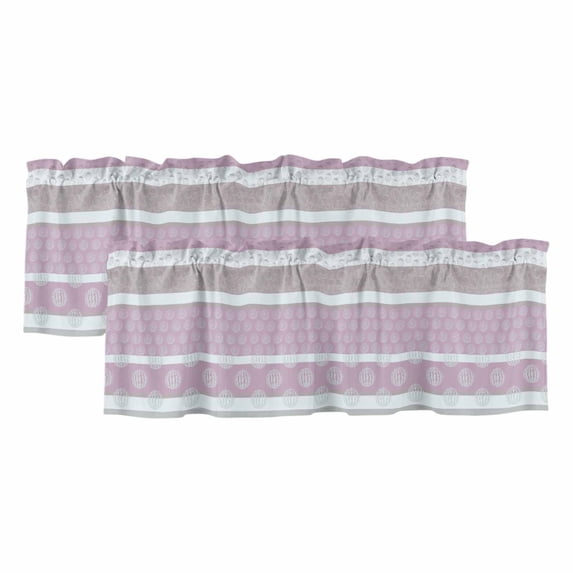 2 Pack Valances for Window, Farm Fruits Short Curtains for Kitchen Bedroom Living Room, Watermelon Lemons Peach Pink Grey Striped Rod Pocket Small Window Treatment Valance Drapes 42 x 18 Inch
