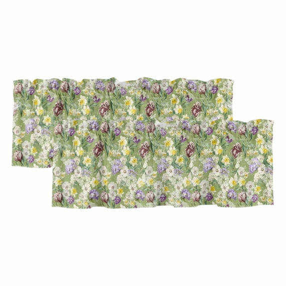 2 Pack Valances for Window, Green Botanical Short Curtains for Kitchen ...