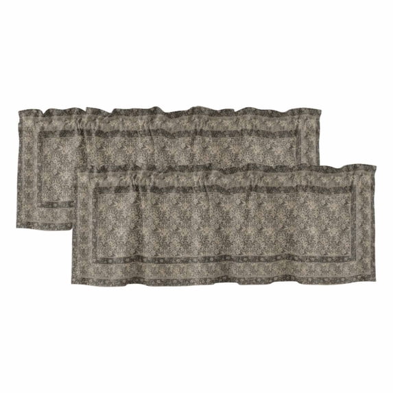 2 Pack Valances for Window, Grey Boho Short Curtains for Kitchen Bedroom Living Room, Vintage Ethnic Tribe Abstract Art Floral Rod Pocket Small Window Treatment Valance Drapes 60 x 18 Inch