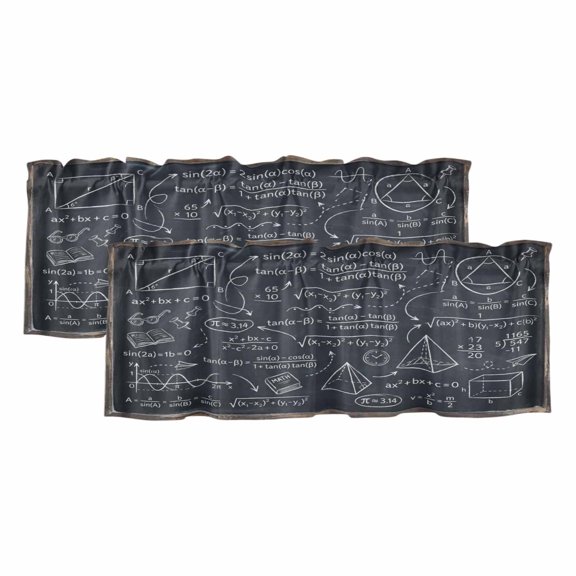 2 Pack Valances for Window, Mathematics Equations Short Curtains for Kitchen Bedroom Living Room, Blackboard Math Numerical Geometric Rod Pocket Small Window Treatment Valance Drapes 42 x 12 Inch