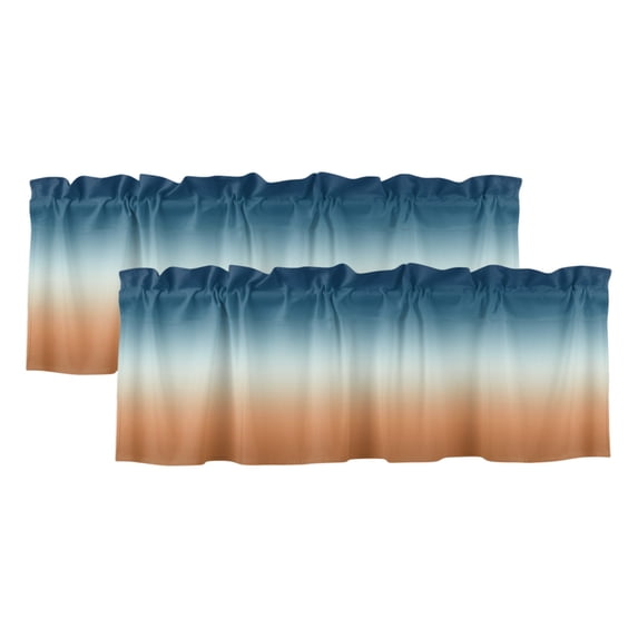 2 Pack Valances for Window, Orange Blue Ombre Short Curtains for ...