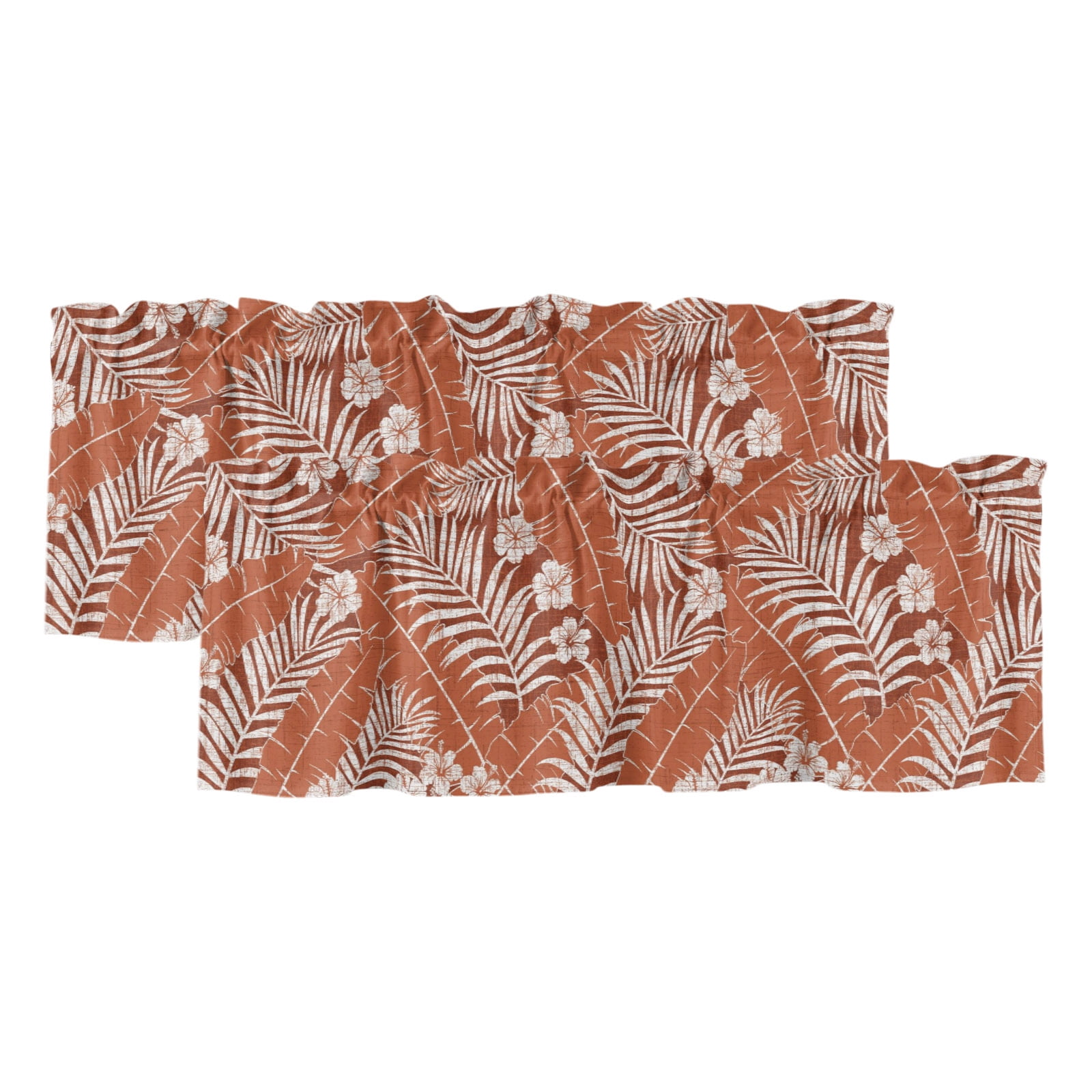 Palm Trees Rappers 2 Pack Valances for Window, Orange Red Palm Tree Short Curtains for ...