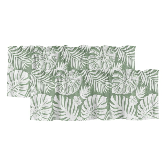2 Pack Valances for Window, Palm Tree Monstera Short Curtains for ...