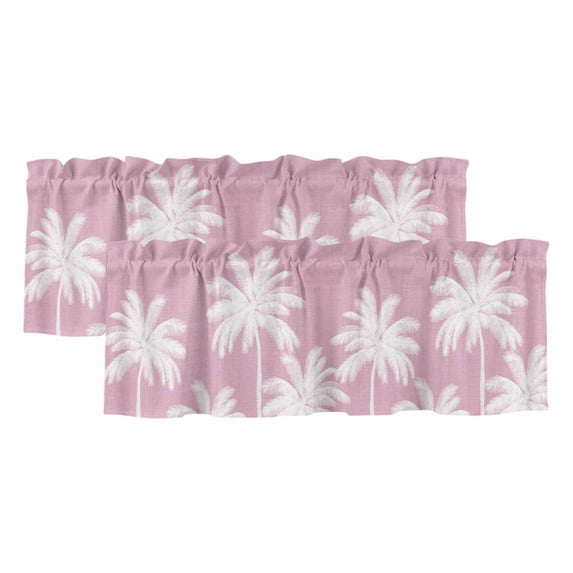 2 Pack Valances for Window, Peach Pink Palm Tree Short Curtains for ...
