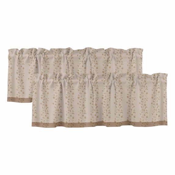 2 Pack Valances for Window, Pink Brown Floral Short Curtains for Kitchen Bedroom Living Room, Spring Flowers Rod Pocket Small Window Treatment Valance Drapes 60 x 18 Inch