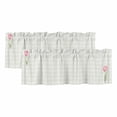 thumbnail image 1 of 2 Pack Valances for Window, Pink Spring Floral Short Curtains for Kitchen Bedroom Living Room, Tulip Yellow Plaid Summer Botanical Rod Pocket Small Window Treatment Valance Drapes 60 x 18 Inch, 1 of 8