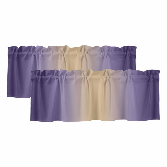 2 Pack Valances for Window, Purple Ombre Short Curtains for Kitchen Bedroom Living Room, Modern Yellow Gradient Farmhouse Art Rod Pocket Small Window Treatment Valance Drapes 42 x 12 Inch