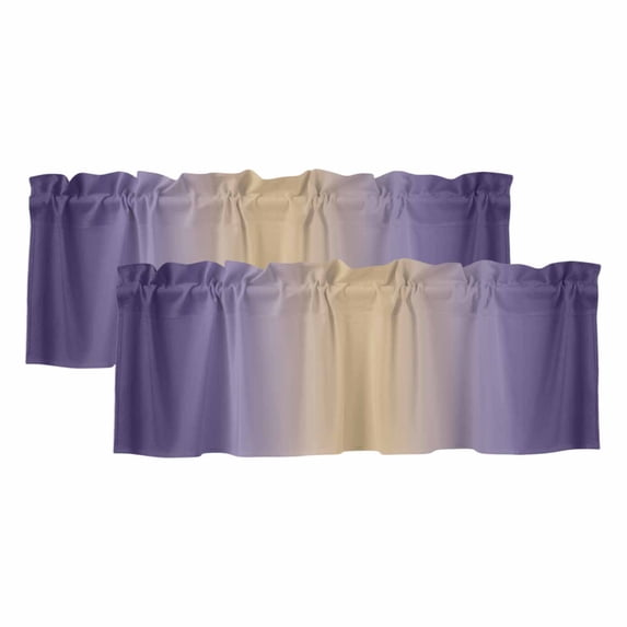 2 Pack Valances for Window, Purple Ombre Short Curtains for Kitchen Bedroom Living Room, Modern Yellow Gradient Farmhouse Art Rod Pocket Small Window Treatment Valance Drapes 42 x 12 Inch