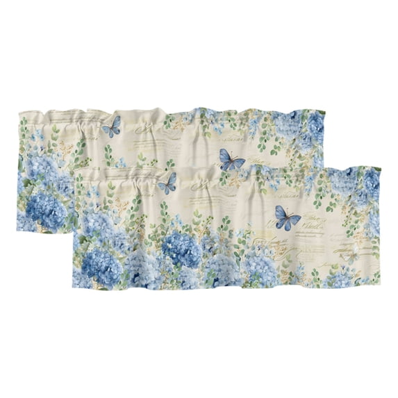 2 Pack Valances for Window, Rustic Botanical Short Curtains for Kitchen ...
