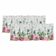 thumbnail image 1 of 2 Pack Valances for Window, Spring Pink Roses Short Curtains for Kitchen Bedroom Living Room, Pastoral Eucalyptus Leaves Gray Wooden Rod Pocket Small Window Treatment Valance Drapes 42 x 12 Inch, 1 of 8