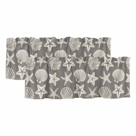 2 Pack Valances for Window, Taupe Coastal Starfish Short Curtains for ...