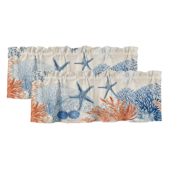 2 Pack Valances for Window, Teal Blue Coastal Short Curtains for ...