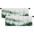 thumbnail image 1 of 2 Pack Valances Window Treatments, Misty Forest Green Nature Tree Mountain Blackout Drapes Adjustable Curtain Valances for Windows Living Room Kitchen Over Sink, 18x52 Inch Rod Pocket Valances, 1 of 6