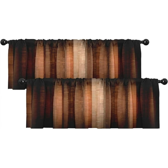 2 Pack Valances Window Treatments, Orange Copper Vintage Stripe Blackout Drapes Adjustable Curtain Valances for Windows Living Room Kitchen Over Sink, 18x52 Inch Rod Pocket Valances