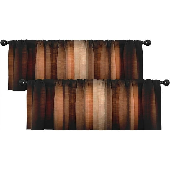 2 Pack Valances Window Treatments, Orange Copper Vintage Stripe Blackout Drapes Adjustable Curtain Valances for Windows Living Room Kitchen Over Sink, 18x52 Inch Rod Pocket Valances
