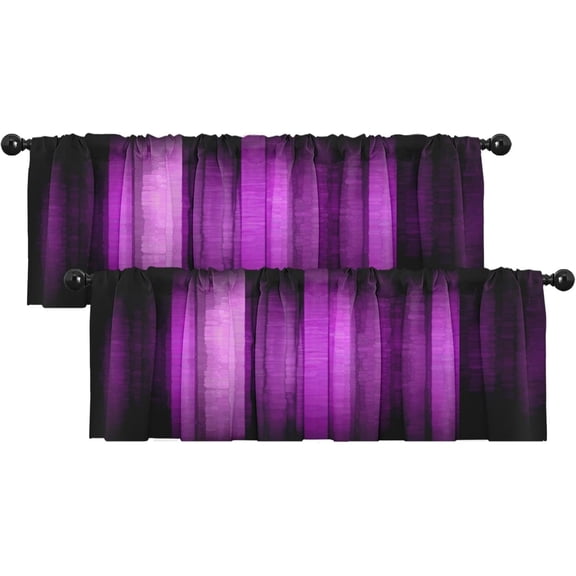 2 Pack Valances Window Treatments, Purple Striped Abstract Glass Texture Blackout Drapes Adjustable Curtain for Windows Living Room Kitchen Over Sink, 18x52 Inch Rod Pocket Valances