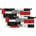 thumbnail image 1 of 2 Pack Valances Window Treatments Red and Black Geometry Abstract Modern Art Blackout Drapes Adjustable Curtain Valances for Windows Living Room Kitchen Over Sink 18x52 Rod Pocket Valances, 1 of 6
