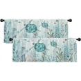 thumbnail image 1 of 2 Pack Valances Window Treatments,Summer Ocean Turtle Sea Teal Starfis Blackout Drapes Adjustable Curtain Valances for Windows Living Room Kitchen Over Sink, 18x52 Inch Rod Pocket Valances, 1 of 6