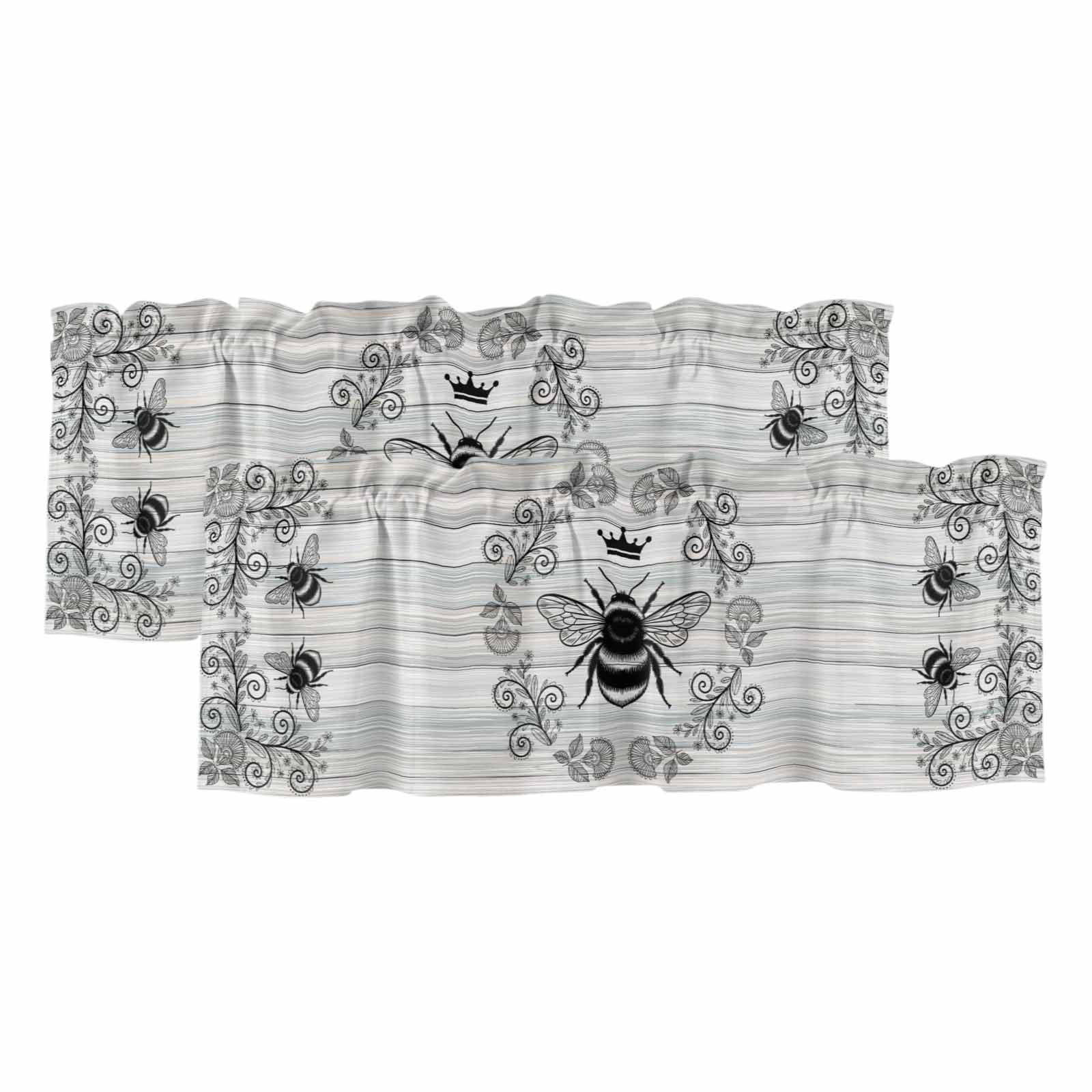 2 Pack Valances for Window, Vintage Bees Crowns Short Curtains for ...