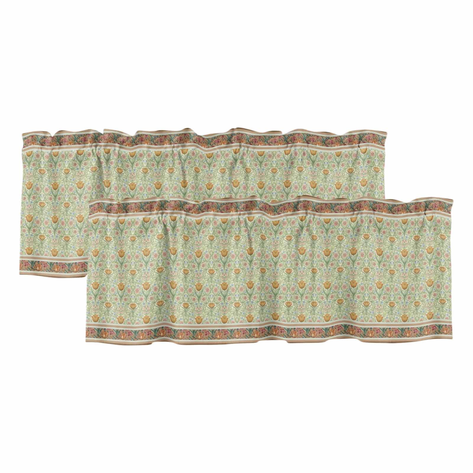 2 Pack Valances for Window, Vintage Boho Floral Short Curtains for ...