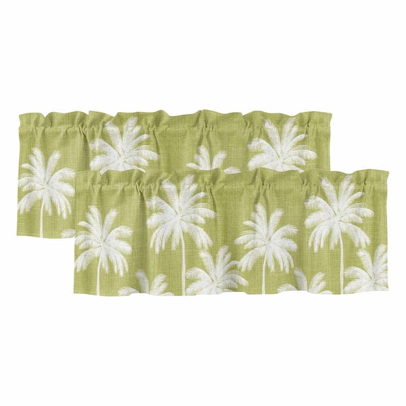 2 Pack Valances for Window, Yellow Palm Trees Short Curtains for ...