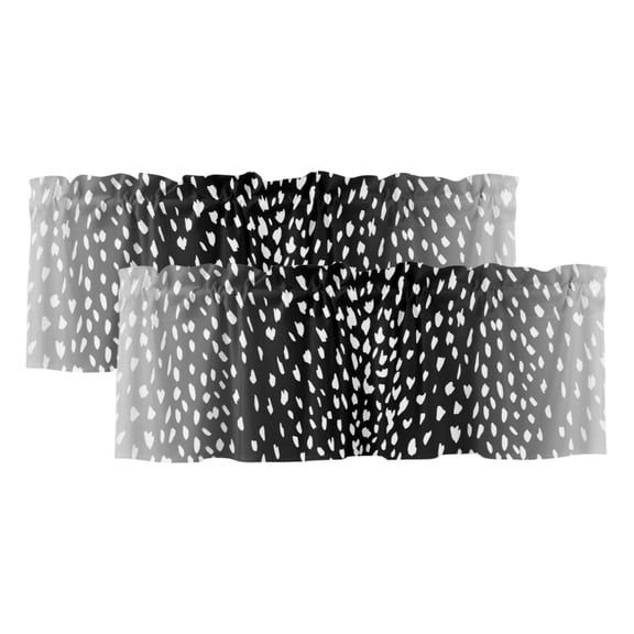 2 Pack Valances for Windows 42 x 12 Inch, Black Sheep Skin Decorative Kitchen Curtain Valance, Abstract Farmhouse Animal Print Rod Pocket Short Curtains Window Treatment for Bathroom/Cafe