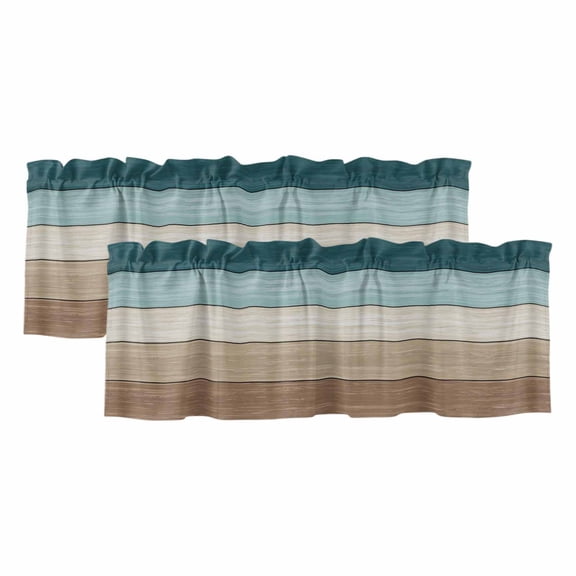 2 Pack Valances for Windows 42 x 12 Inch, Eucalyptus Leaves Decorative Kitchen Curtain Valance, Turquoise Summer Botanical Weeping Rod Pocket Short Curtains Window Treatment for Bathroom/Cafe
