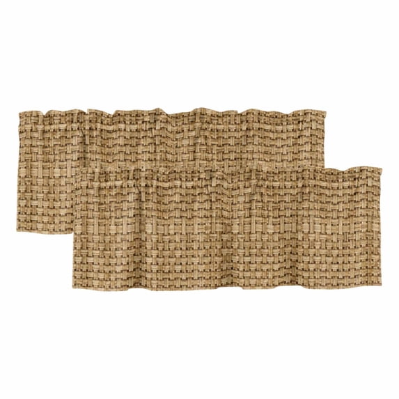 2 Pack Valances for Windows 42 x 12 Inch, Farmhouse Decorative Kitchen Curtain Valance, Country Chic Plaid Gingham Burlap Texture Rod Pocket Short Curtains Window Treatment for Bathroom/Cafe