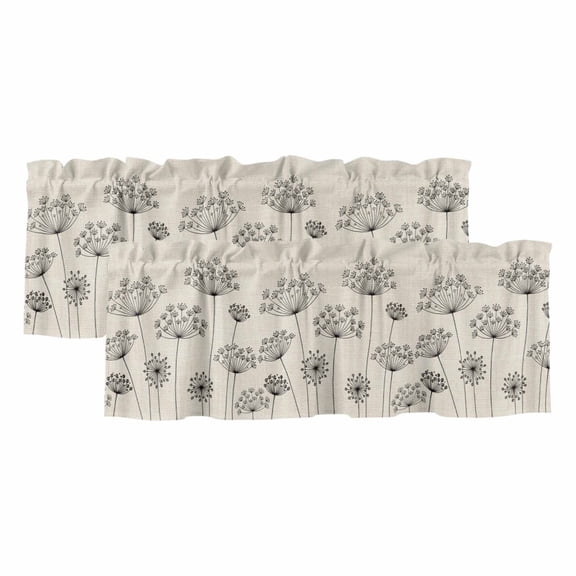 2 Pack Valances for Windows 42 x 18 Inch, Yellow Bee Gnomes Decorative Kitchen Curtain Valance, Spring Floral Daisy Farmhouse Rod Pocket Short Curtains Window Treatment for Bathroom/Cafe