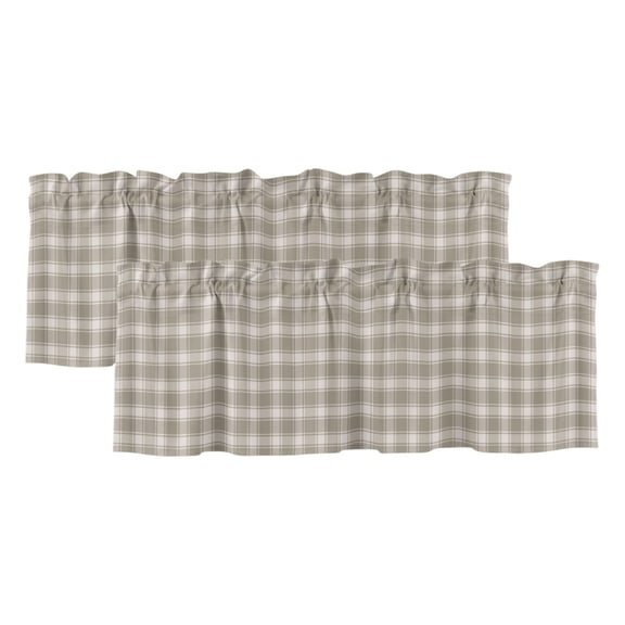 2 Pack Valances for Windows 42 x 12 Inch, Khaki Gingham Decorative Kitchen Curtain Valance, Farmhouse Buffalo Plaid Checkered Rod Pocket Short Curtains Window Treatment for Bathroom/Cafe