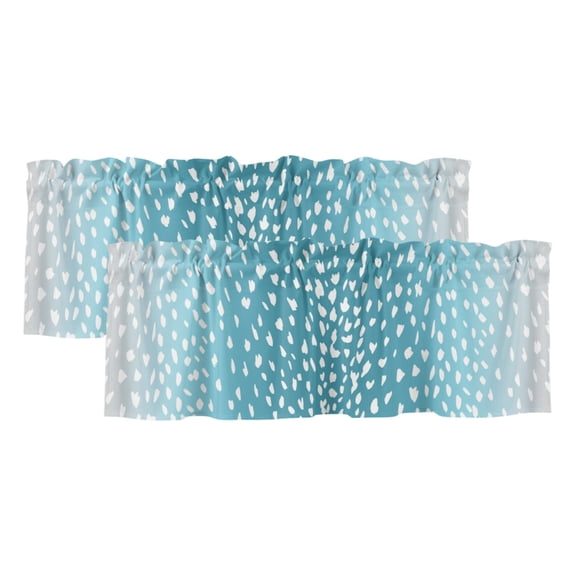 2 Pack Valances for Windows 42 x 12 Inch, Turquoise Gray Sheep Skin Decorative Kitchen Curtain Valance, Ombre Farmhouse Animal Print Rod Pocket Short Curtains Window Treatment for Bathroom/Cafe