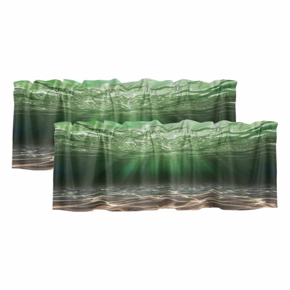 2 Pack Valances for Windows 42 x 12 Inch, Vintage Botanical Decorative Kitchen Curtain Valance, Herb on Beige Leaves Retro Country Rod Pocket Short Curtains Window Treatment for Bathroom/Cafe