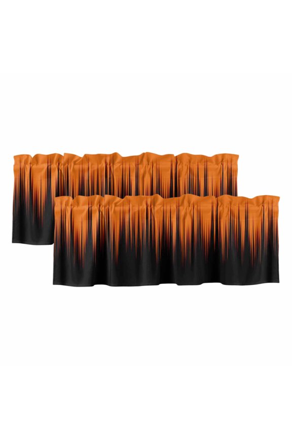 2 Pack Valances for Windows 42 x 18 Inch, Burnt Orange Black Ombre Decorative Kitchen Curtain Valance, Modern Abstract Striped Gradient Rod Pocket Short Curtains Window Treatment for Bathroom/Cafe