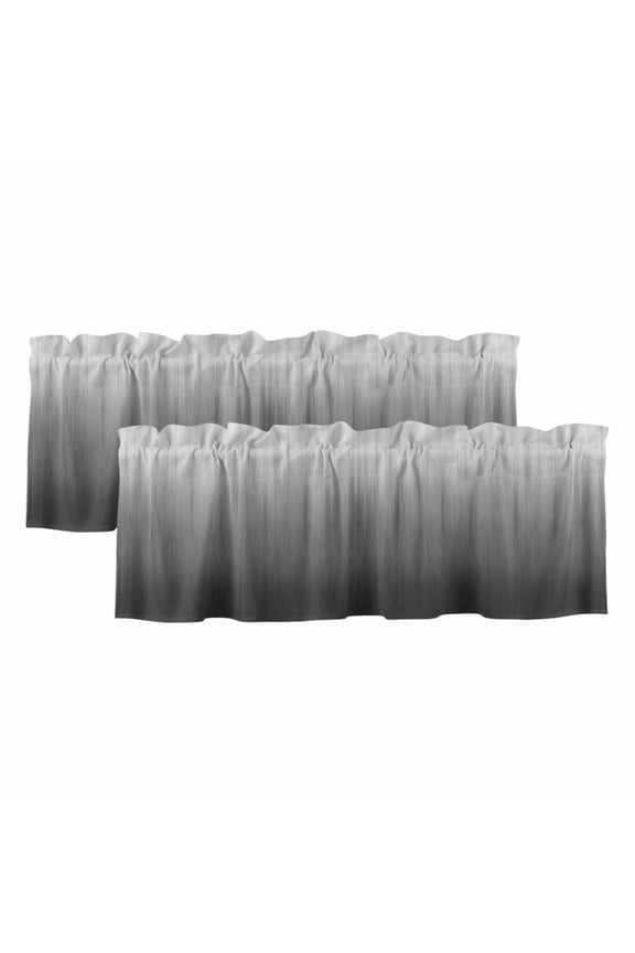 2 Pack Valances for Windows 42 x 18 Inch, Grey Ombre Decorative Kitchen Curtain Valance, Contemporary Gradient Abstract Art Rod Pocket Short Curtains Window Treatment for Bathroom/Cafe
