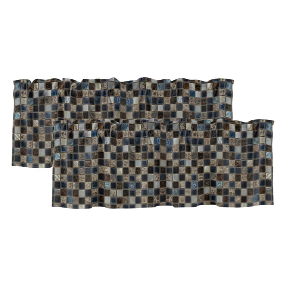 2 Pack Valances for Windows 42 x 18 Inch, Mosaic Grid Decorative ...
