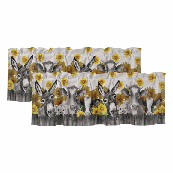 2 Pack Valances for Windows 42 x 18 Inch, Purple Lavenders Decorative Kitchen Curtain Valance, Spring Floral Plaid Farmhouse Rustic Rod Pocket Short Curtains Window Treatment for Bathroom/Cafe