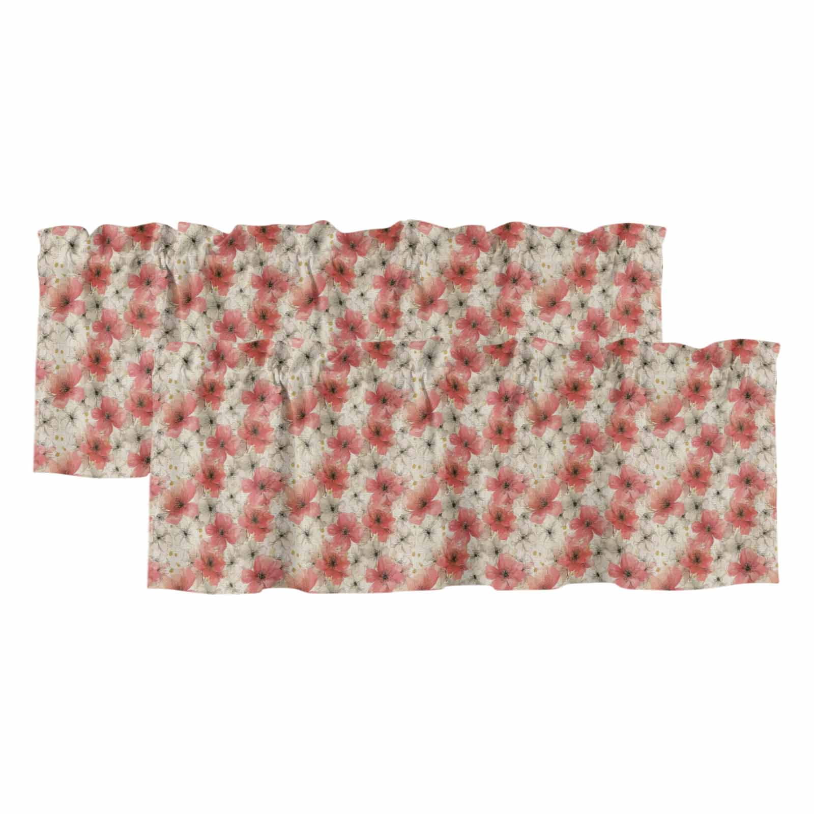 2 Pack Valances for Windows 42 x 18 Inch, Spring Flowers Decorative ...