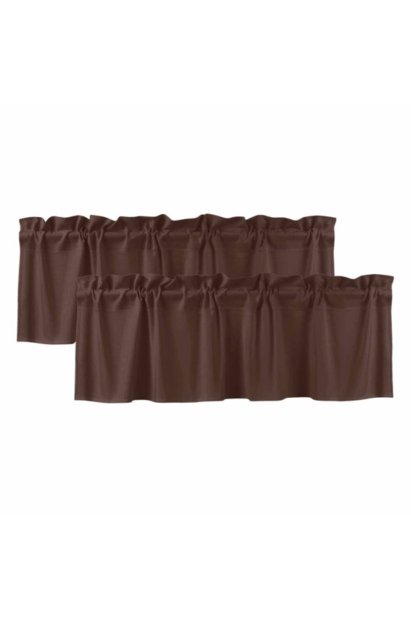 2 Pack Valances for Windows 54 x 18 Inch, Brown Pure Color Decorative Kitchen Curtain Valance, Aesthetics Contemporary Luxury Rod Pocket Short Curtains Window Treatment for Bathroom/Cafe