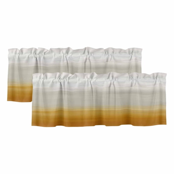 2 Pack Valances for Windows 54 x 18 Inch, Burnt Orange Beige Ombre Decorative Kitchen Curtain Valance, Modern Abstract Art Texture Rod Pocket Short Curtains Window Treatment for Bathroom/Cafe