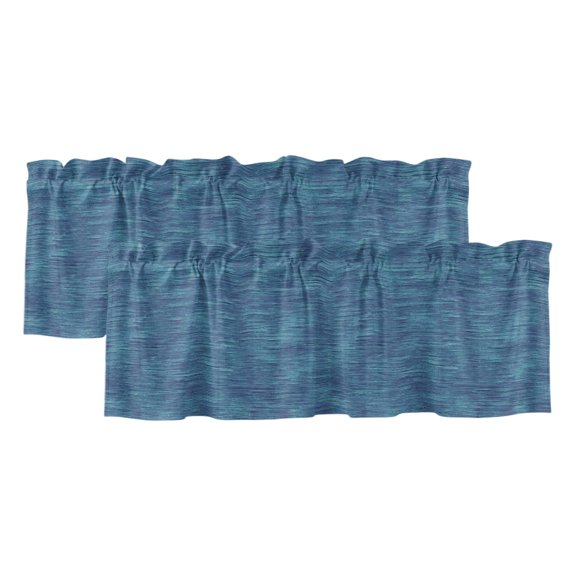 2 Pack Valances for Windows 54 x 18 Inch, Indigo Blue Solid Color Decorative Kitchen Curtain Valance, Minimalist Vintage Linen Texture Rod Pocket Short Curtains Window Treatment for Bathroom/Cafe
